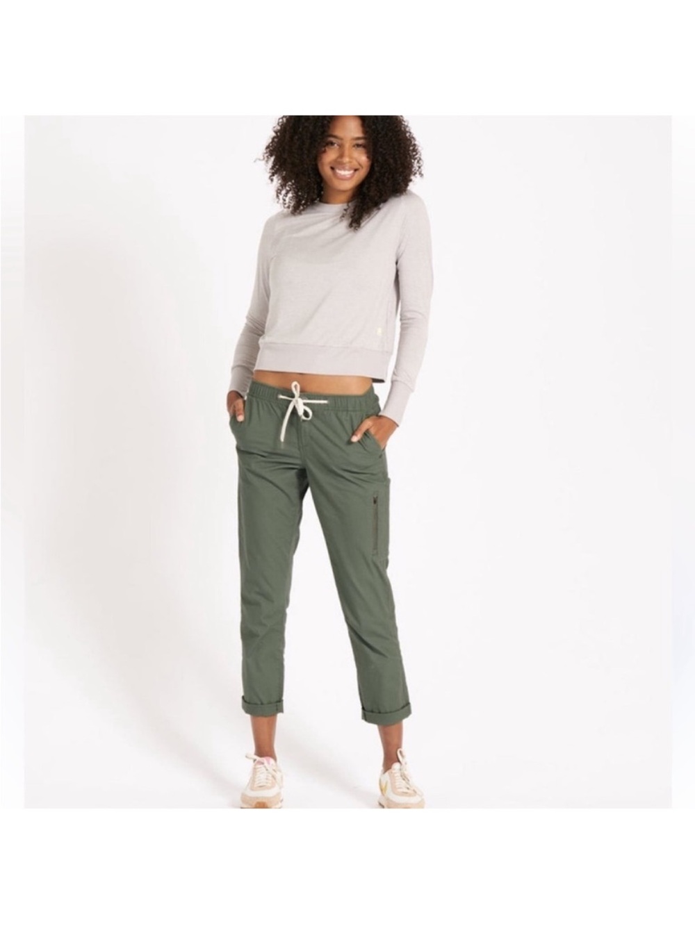 Vuori Women’s Ripstop Army Green Active Slim Fit Pants Gorpcore Size Small